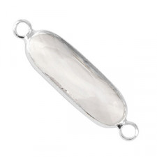 Crystal glass connector oblong oval 29mm Crystal-silver